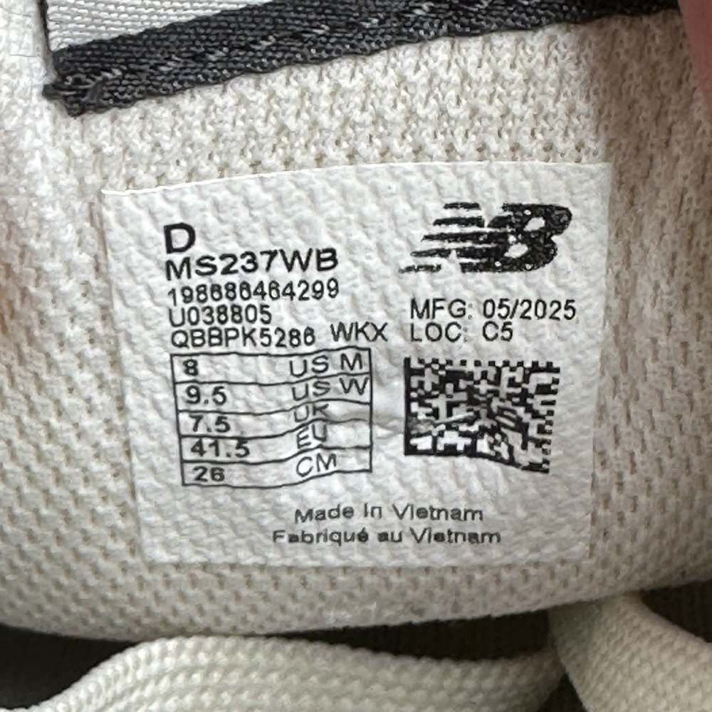 New Balance 237 Womens Size 9.5 (D) Shoes Sea Salt Black Cement Casual Sneakers - Picture 8 of 8